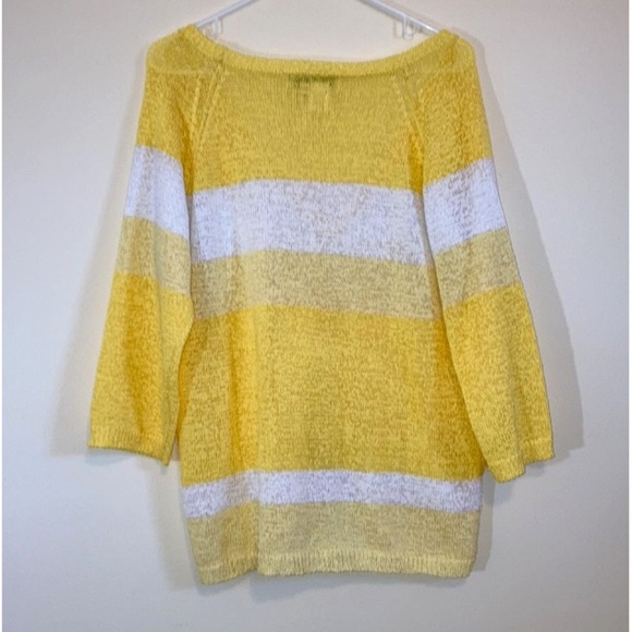 Coldwater Creek Size XL NWT Pullover Vneck Sweater wide stripe yellow colorblock - Picture 4 of 5